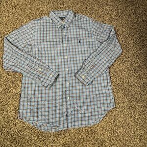 Ralph Lauren Polo Men’s Size Large Blue Green Red Plaid Button Down Preppy Shirt